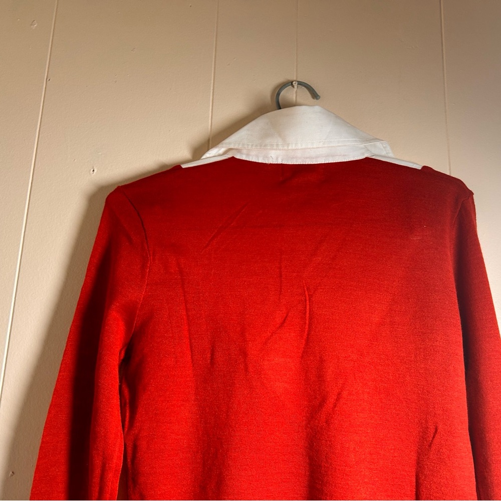 Vintage Style Red Collared Knit Top XL Bonnie & Billy Preppy Cottagecore - Picture 5 of 11